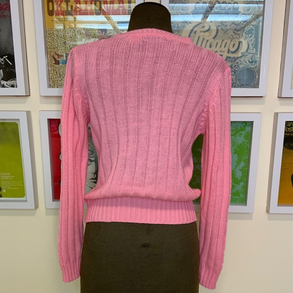 Vintage 80s Pink Cable Knit Sweater - Picture 2 of 9